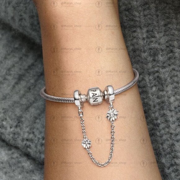 Pandora Daisy Flower Safety Chain Charm - Picture 2 of 2
